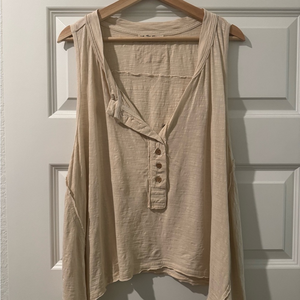 Free People Cream Sleeveless Tank Top